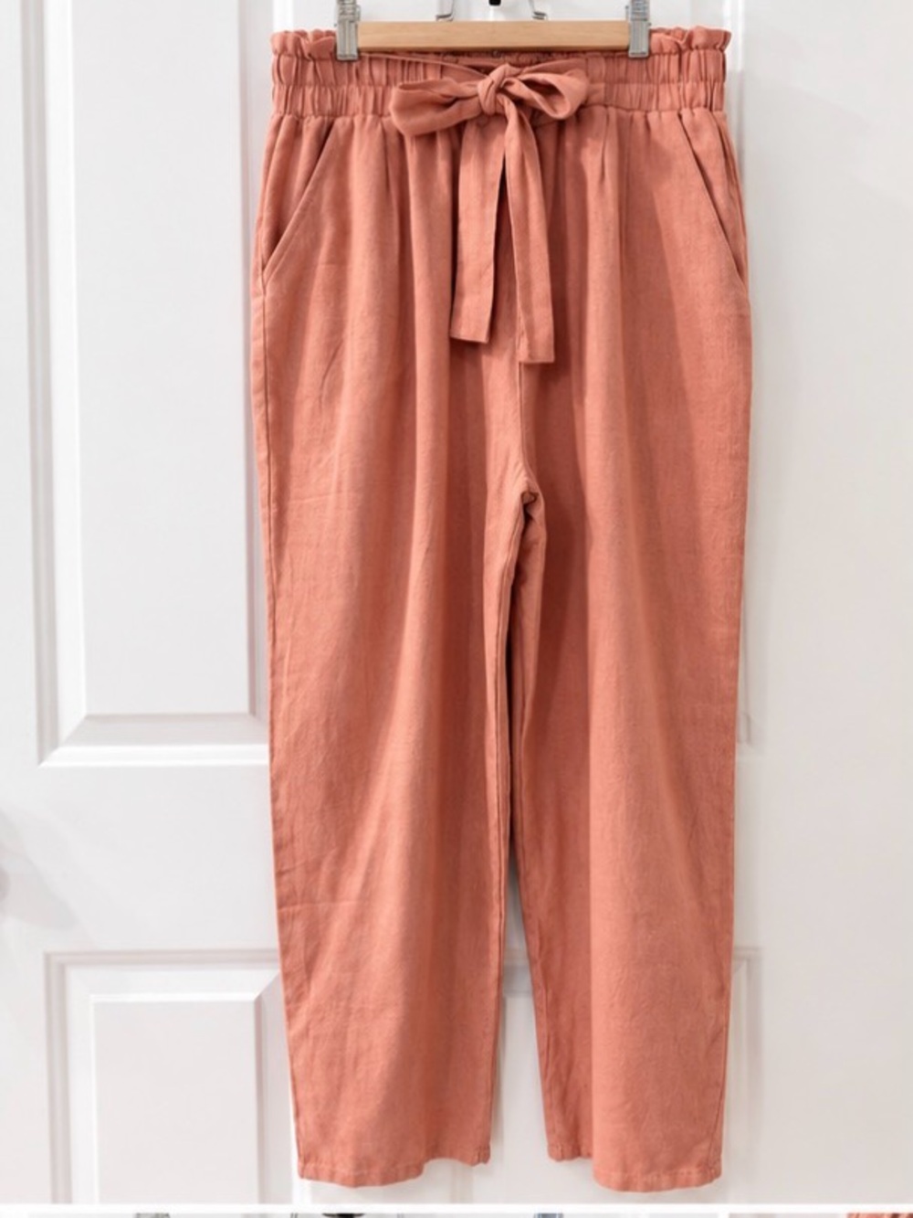 Ambiance Apparel Dusty Rose Paperbag Waist Pants – Size L
